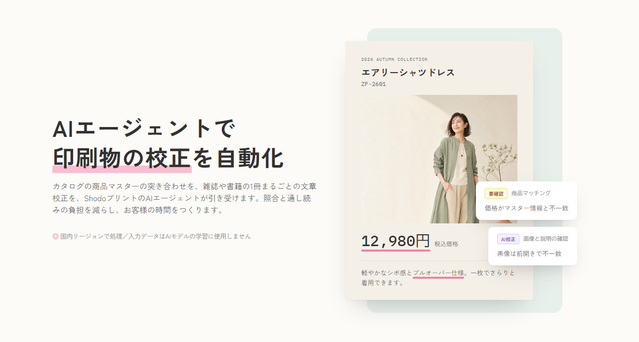 Shodoプリントの校正画面